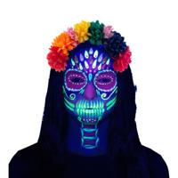 Boland Verkleed set Skull - UV Neon - schmink en diadeem - Halloween - blacklight