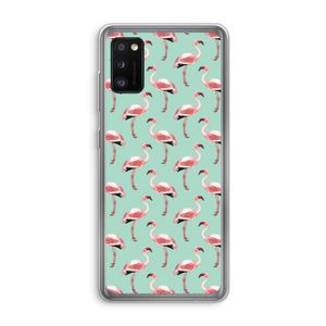 Flamingoprint groen: Samsung Galaxy A41 Transparant Hoesje