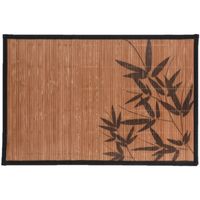 Rechthoekige placemat 30 x 45 cm bamboe bruin met zwarte bamboe print 3 - Placemats - thumbnail