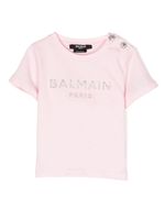 Balmain Kids t-shirt en coton à logo pailleté - Rose - thumbnail