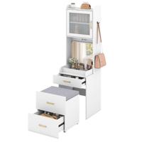 Wastafelmeubel Met Opklapbare Spiegel Ruimtebesparende Kaptafel Met Lades En Kasten Met Een Verplaatsbare Opbergkruk