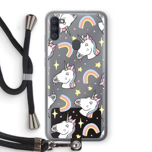 Rainbow Unicorn: Samsung Galaxy A11 Transparant Hoesje met koord