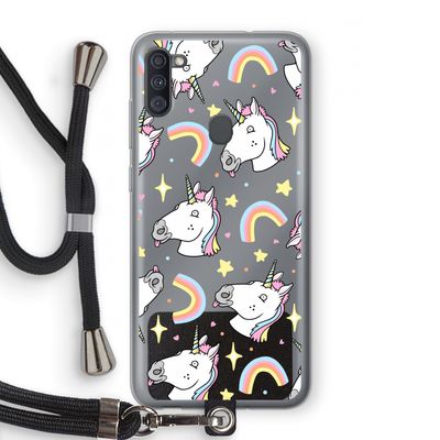 Rainbow Unicorn: Samsung Galaxy A11 Transparant Hoesje met koord