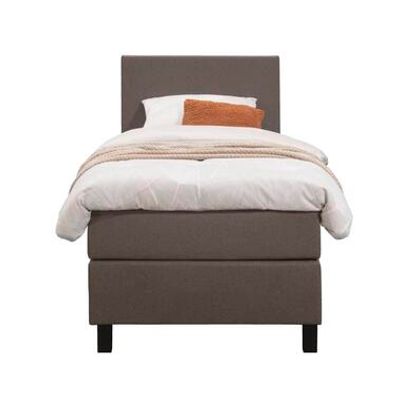 Boxspring Liv egaal - donkerbruin - 90x200 cm - vierkante poot - Leen Bakker