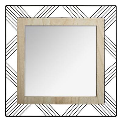 Vierkante wandspiegel?bohemian -?met ophanghaak - zwart - metaal/mdf/glas - Dia 45cm