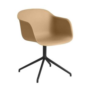 Muuto Fiber eetkamerstoel swivel met armleuning oker