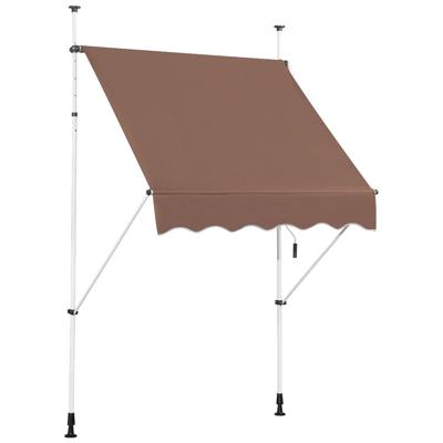 150 cm Brede Klemmarkies Zonder Boren UV-bestendige Balkonmarkies Hoogteverstelbare Markies Koffie
