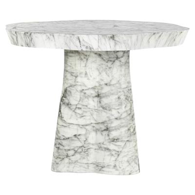 Eettafel Rockyard 140Ø faux wit marmer indoor/outdoor