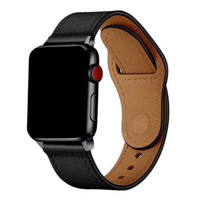 Apple Watch Bandje Leranzi - Leer - Zwart - Apple Watch Bandje Leranzi - Leer - Zwart -