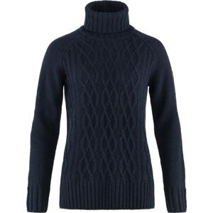Fjallraven Övik Cable Knit Roller Neck Dames Trui Dark Navy S