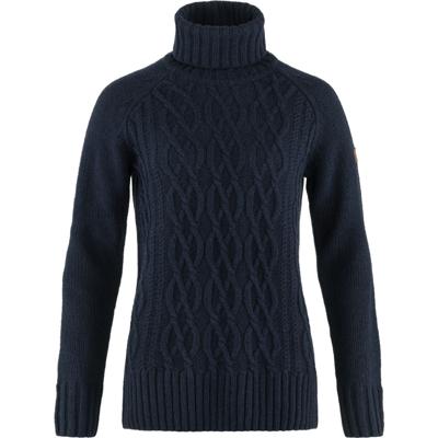 Fjallraven Övik Cable Knit Roller Neck Dames Trui Dark Navy S