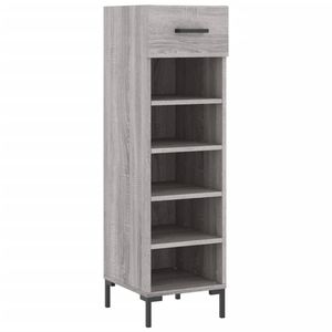 The Living Store Schoenenkast - Elegant - Hout en Ijzer - 105 cm - Grijs Sonoma Eiken