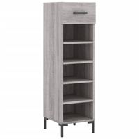 The Living Store Schoenenkast - Elegant - Hout en Ijzer - 105 cm - Grijs Sonoma Eiken - thumbnail