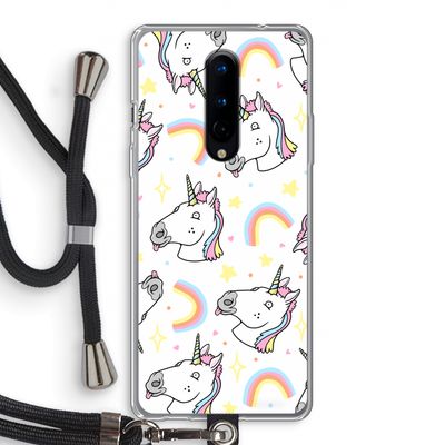 Rainbow Unicorn: OnePlus 8 Transparant Hoesje met koord