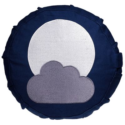 Yogi & Yogini Meditatiekussen Katoen Rond Blauw - Maan - 23 x 8 cm
