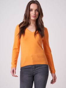 Basic fijngebreide V-hals trui van biologisch cashmere