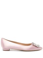 Manolo Blahnik Hangisi satin ballerinas - Rose