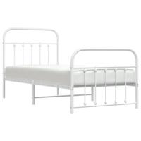 vidaXL Bedframe met hoofd- en voeteneinde metaal wit 90x190 cm