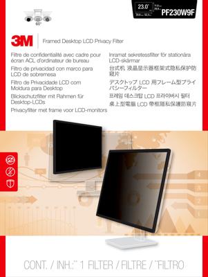 3M Omlijst Privacyfilter voor 23in monitor, 16:9, PF230W9F