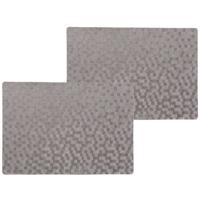 Wicotex luxe tafel placemats Stones - 4x stuks - PVC - grijs - 30 x 43 cm - met anti slip - en PU co