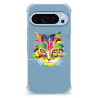Google Pixel 9 | 9 Pro Stevig | Bumper Hoesje | Cat Color