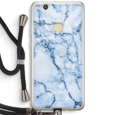 Blauw marmer: Huawei Ascend P10 Lite Transparant Hoesje met koord