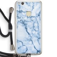 Blauw marmer: Huawei Ascend P10 Lite Transparant Hoesje met koord
