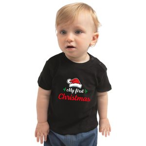 My first Christmas Kerst t-shirt zwart voor babys 80 (7-12 maanden)  -
