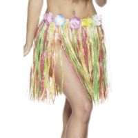 2x stuks hawaii thema carnaval verkleed rokje 45 cm voor volwassenen - thumbnail