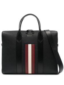 Bally porte-documents en cuir à détails rayés - Noir