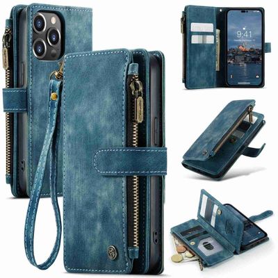 Caseme - iPhone 14 Pro - Portemonnee hoes - Blauw