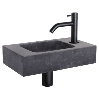 Differnz Differnz fonteinset bombai black - natuursteen - kraan gebogen mat zwart