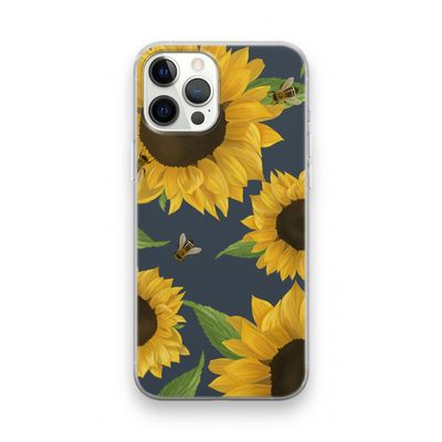 Sunflower and bees: iPhone 12 Pro Transparant Hoesje