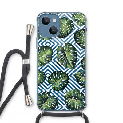 Geometrische jungle: iPhone 13 mini Transparant Hoesje met koord