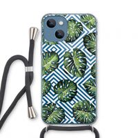 Geometrische jungle: iPhone 13 mini Transparant Hoesje met koord