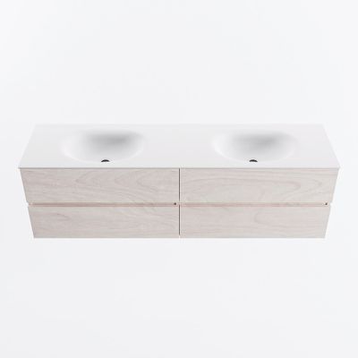 MONDIAZ VICA 170cm badmeubel onderkast Underlayment 4 lades. Wastafel MOON dubbel zonder kraangat, kleur Talc.