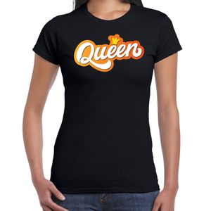 Queen koningsdag t-shirt zwart voor dames