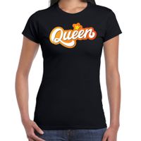 Queen koningsdag t-shirt zwart voor dames