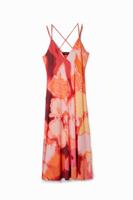 Onscherpe midi-lingeriejurk - ORANGE - XL