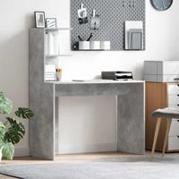 Bureau met plank Betongrijs 102 x 50 x 124 cm Bewerkt hout