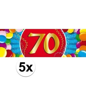 5x 70 Jaar leeftijd stickers verjaardag versiering   -