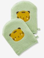 Set van 2 washandjes Panda groen