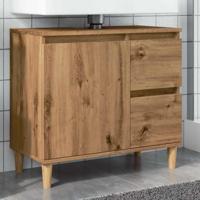 Wastafelkast 65x33x60 cm bewerkt hout artisanaal eikenkleurig