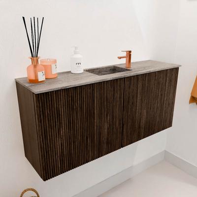 Toiletmeubel Mondiaz Joya Dlux | 90 cm | Meubelkleur Walnut | Faye wastafel Oza Wasbak Midden | 1 kraangat