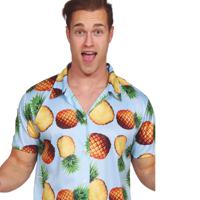 Tropical party Hawaii blouse heren - ananas - blauw - carnaval/themafeest