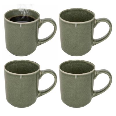 Secret de gourmet Koffiemok - 4x - olijfgroen - keramiek - 420 ml - beker Secret de gourmet Koffiemok - 4x - olijfgroen - keramiek - 420 ml - beker
