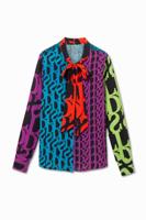 Blouse met strik en logomania Designed by M. Christian Lacroix - MATERIAL FINISHES - XL