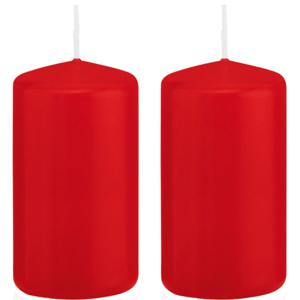 Cilinderkaars/stompkaars - 2x - rood - 6 x 12 cm - 40 branduren