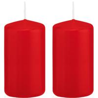 Cilinderkaars/stompkaars - 2x - rood - 6 x 12 cm - 40 branduren