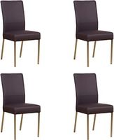 Set van 4 Donkerpaarse leren moderne eetkamerstoelen Real - poot vierkant rvs - Toledo Leer Merlin (donkerpaars leer)